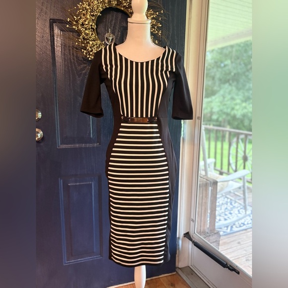 Almost Famous Black and White Striped Dress - Picture 1 of 13